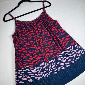 Cabi Womens Cami‎ Smooch Tank Top Size L Navy Blue Red Pink Sleeveless Casual